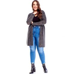 Długi sweter z ozdobnym luźnym splotem szary. Szare swetry damskie N/A, plus size, bez wzorów, z poliesteru, z długim rękawem, długie, bez kaptura. Za 105,03 zł.