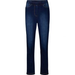 Jegginsy z wysoką talią, z elastycznego, termoaktywnego materiału bonprix ciemny denim. Czarne jeansy damskie bonprix, bez wzorów, z jeansu. Za 54,99 zł.