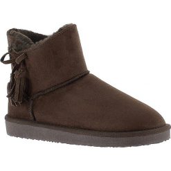 Buty zimowe damskie: Zimowe botki „Curry” w kolorze ciemnobrązowym