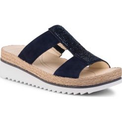 Espadryle GABOR - 43.720.16 Bluette. Niebieskie espadryle damskie Gabor, z aplikacjami, ze skóry, bez obcasa, na obcasie. Za 399,00 zł.