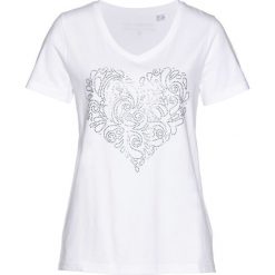 T-shirt bonprix biało-srebrny. Białe t-shirty damskie bonprix. Za 44,99 zł.