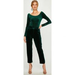 Answear - Spodnie. Zielone spodnie damskie ANSWEAR, s, z haftami, z elastanu, casualowe. W wyprzedaży za 59,90 zł.