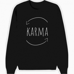 Bluza "Karma" w kolorze czarnym. Czarne bluzy damskie Wooop, xl, z nadrukiem, z okrągłym kołnierzem. W wyprzedaży za 89,95 zł.