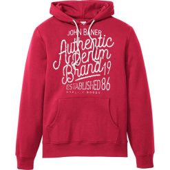 Bluza z kapturem bonprix ciemnoczerwony z nadrukiem. Czerwone bluzy męskie bonprix, s, z nadrukiem, z kapturem, bez rękawów, z kapturem. Za 74,99 zł.