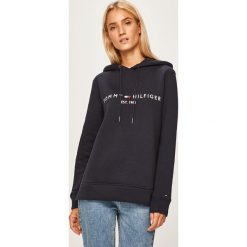 Tommy Hilfiger - Bluza. Białe bluzy damskie TOMMY HILFIGER, s, z aplikacjami, z bawełny, bez rękawów, z kapturem. Za 429,90 zł.