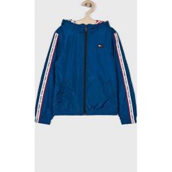 Tommy Hilfiger - Kurtka dziecięca 128-176 cm. Niebieskie kurtki chłopięce TOMMY HILFIGER, bez wzorów, z poliesteru, krótkie, z kapturem. Za 499,90 zł.