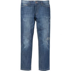 Dżinsy Regular Fit Tapered bonprix ciemnoniebieski. Niebieskie jeansy męskie bonprix, m, bez wzorów, z jeansu. Za 59,99 zł.