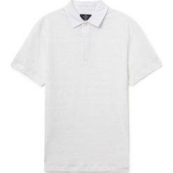 Lniana koszulka polo w kolorze białym. Białe koszulki męskie Hackett London, xxl, bez wzorów, ze lnu, polo, bez rękawów. W wyprzedaży za 269,95 zł.
