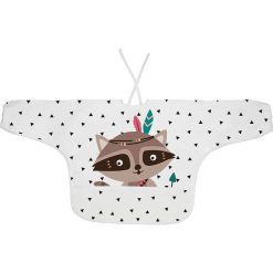 Śliniaczek "Indian raccoon" w kolorze biało-brązowym z rękawkami. Pomarańczowe śliniaki Mr Little Fox, bez wzorów, z poliesteru. W wyprzedaży za 55,95 zł.