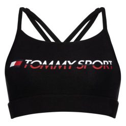 Biustonosz top Tommy Sport Low Impact S10S100046. Czarne topy damskie Tommy Sport, s, bez wzorów, z elastanu. W wyprzedaży za 99,00 zł.