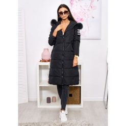Shadow Premium Długi Płaszcz Naturalny Jenot Puch S. Czarne kurtki damskie LIGARI, s, w paski, z bawełny, długie. Za 499,00 zł.