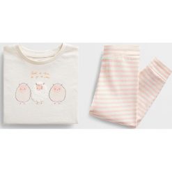 Mango Kids - Piżama dziecięca Sheep 80-104 cm. Białe piżamy dziewczęce Mango Kids, z nadrukiem, z bawełny, z długim rękawem. Za 69,90 zł.