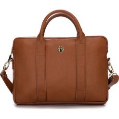Damska skórzana torba na laptopa Dulce brązowa. Pomarańczowe torebki worki damskie Tagless, bez wzorów, ze skóry, eleganckie, na ramię, bez dodatków. Za 340,59 zł.