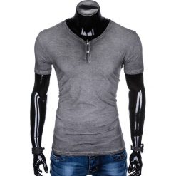 T-shirty męskie: T-SHIRT MĘSKI BEZ NADRUKU S894 - GRAFITOWY