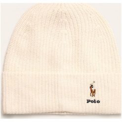 Polo Ralph Lauren - Czapka. Białe czapki damskie Polo Ralph Lauren, na zimę, bez wzorów, z bawełny. Za 299,90 zł.