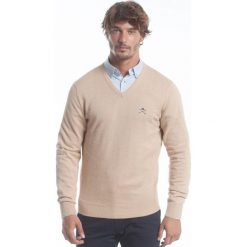 Polo Club C.H.A sweter męski M beżowy. Brązowe swetry męskie Polo Club C.H..A, m, bez wzorów, polo, bez kaptura. W wyprzedaży za 199,00 zł.