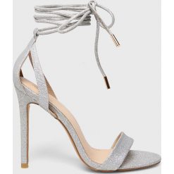 Public Desire - Sandały. Szare sandały damskie marki Public Desire, z materiału, na obcasie, na sznurówki. W wyprzedaży za 139,90 zł.
