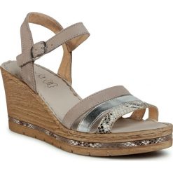 Sandały LASOCKI - M061 Dark Beige. Brązowe klapki damskie Lasocki, bez wzorów, ze skóry, bez obcasa, na obcasie. Za 159,99 zł.