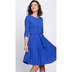 Sukienki: Ciemnoniebieska Sukienka Pleated Belted