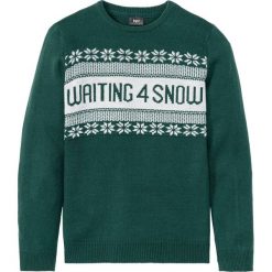 Sweter bożonarodzeniowy bonprix głęboki zielony. Zielone swetry męskie bonprix, s, bez wzorów, z okrągłym kołnierzem, bez kaptura. Za 89,99 zł.