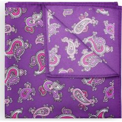 Poszetka Fioletowa Paisley. Fioletowe poszetki męskie marki LANCERTO, paisley, klasyczne. Za 79,90 zł.