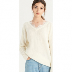Sweter z koronką - Kremowy. Białe bez kategorii marki Sinsay, s, z koronki. Za 59,99 zł.