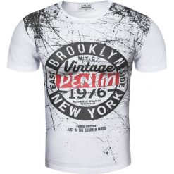 Koszulka męska t-shirt z nadrukiem biały Recea. Białe koszulki męskie Recea, s, z nadrukiem, z bawełny, klasyczne, bez kołnierzyka. Za 29,99 zł.