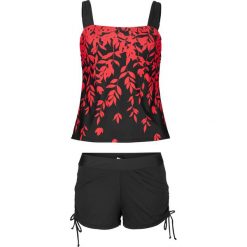 Tankini (2 części) bonprix czerwono-czarny w kwiaty. Czerwone stroje kąpielowe damskie bonprix, w kwiaty. Za 99,99 zł.