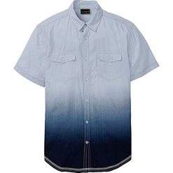 Koszula z krótkim rękawem w cieniowanym kolorze Slim Fit bonprix jasnoniebieski. Niebieskie koszule męskie bonprix, xl, bez wzorów, bez kołnierzyka, z krótkim rękawem. Za 89,99 zł.