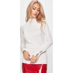 Guess Jeans - Sweter. Czarne swetry damskie Guess Jeans, s, z aplikacjami, z wiskozy, bez rękawów, bez kaptura. W wyprzedaży za 159,90 zł.