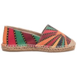 Espadryle damskie: Espadryle w kolorze czerwono-zielono-pomarańczowym