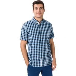 Tommy Hilfiger Koszula Niebieski. Niebieskie koszule męskie TOMMY HILFIGER, s, w kratkę, z bawełny, bez kołnierzyka, z krótkim rękawem. Za 376,95 zł.