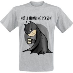 Batman Not A Morning Person T-Shirt odcienie szarego. Szare t-shirty męskie marki Batman, l, z nadrukiem, z okrągłym kołnierzem. Za 74,90 zł.
