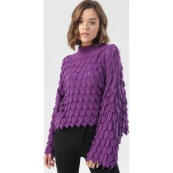 Ciemnofioletowy Sweter Adriagune. Fioletowe swetry damskie Born2be, s, bez wzorów, bez rękawów, bez kaptura. Za 149,99 zł.