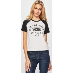 Vans - T-shirt. Białe t-shirty damskie Vans, s, z nadrukiem, z bawełny, z okrągłym kołnierzem. W wyprzedaży za 99,90 zł.