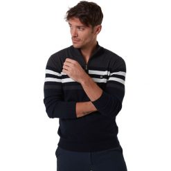 Sweter w kolorze granatowym. Niebieskie swetry męskie Jimmy Sanders, m, bez wzorów, z bawełny, ze stójką, bez kaptura. W wyprzedaży za 134,95 zł.