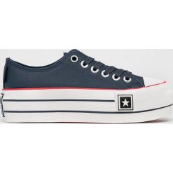 Big Star - Tenisówki. Niebieskie trampki i tenisówki damskie BIG STAR, bez wzorów, z gumy, na sznurówki. W wyprzedaży za 79,90 zł.