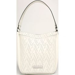Armani Exchange - Torebka. Białe torby damskie na zakupy Armani Exchange, w paski, z poliesteru, bez dodatków. W wyprzedaży za 499,90 zł.