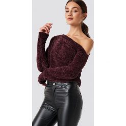 Rut&Circle Szenilowy sweter z odkrytymi ramionami - Purple. Fioletowe swetry damskie Rut&Circle, bez wzorów, z materiału, bez rękawów, długie, bez kaptura. Za 161,95 zł.