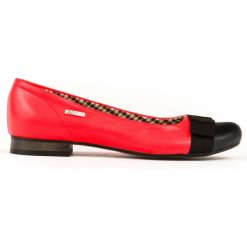 Dwukolorowe baleriny - skóra naturalna - model 007 - kolor pomarańczowy neon. Pomarańczowe baleriny damskie Zapato, bez wzorów, ze skóry, eleganckie, na niskim obcasie, na obcasie. W wyprzedaży za 216,30 zł.