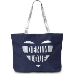 Torba shopper z kanwy bonprix ciemnoniebiesko-srebrny kolor. Niebieskie shopper bag damskie bonprix. Za 37,99 zł.