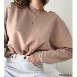 Bluza damska beżowa Ciepły Beżyk. Brązowe bluzy damskie Pakamera, s, bez wzorów, bez rękawów, bez kaptura. Za 149,00 zł.