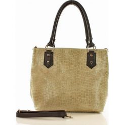 Shopper bag damskie: Torebka skórzana shopper bag Gabriella – beżowa