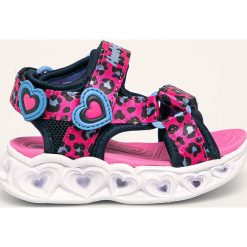 Skechers - Sandały dziecięce. Różowe sandały dziewczęce Skechers, z materiału, bez zapięcia. Za 149,90 zł.