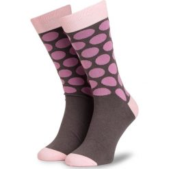 Skarpety Wysokie Męskie DOTS SOCKS - DTS-SX-085-X Różowy Szary. Szare skarpetki męskie Dots Socks, bez wzorów, z elastanu. Za 19,90 zł.