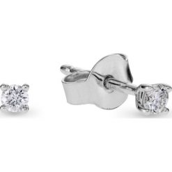 Białe Złoto Kolczyki - złoto białe 585, Brylant 0,10ct. Żółte kolczyki damskie marki W.KRUK, z brylantem, złote. Za 1490,00 zł.