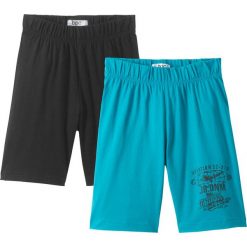 Krótkie spodenki shirtowe (2 pary) bonprix czarny + ciemnoturkusowy. Czarne spodenki chłopięce marki bonprix, z nadrukiem. Za 39,98 zł.