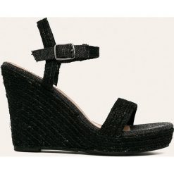 Answear - Espadryle. Czarne koturny damskie ANSWEAR, bez obcasa, na obcasie, na klamry. Za 129,90 zł.