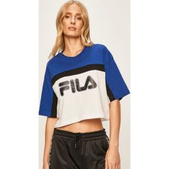 Fila - T-shirt. Zielone bluzki damskie Fila, s, z nadrukiem, z bawełny, z okrągłym kołnierzem, z krótkim rękawem. W wyprzedaży za 119,90 zł.