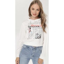 Biała Bluza Thelnassa. Białe bluzy damskie Born2be, s, bez wzorów, bez rękawów, z kapturem. W wyprzedaży za 59,99 zł.